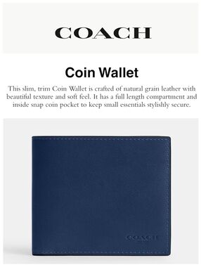 Coach Blue Leather Coin Wallet, Men's NWT